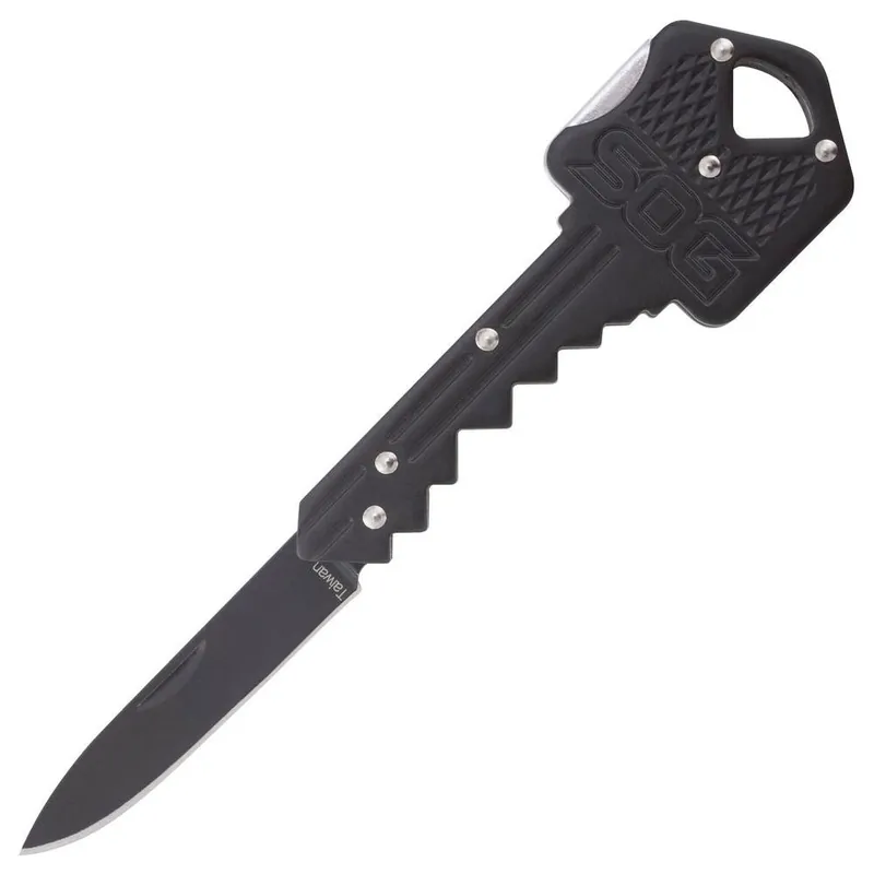 Sog Key Knife - Black Stainless Steel Folding Knife, Model Key-101