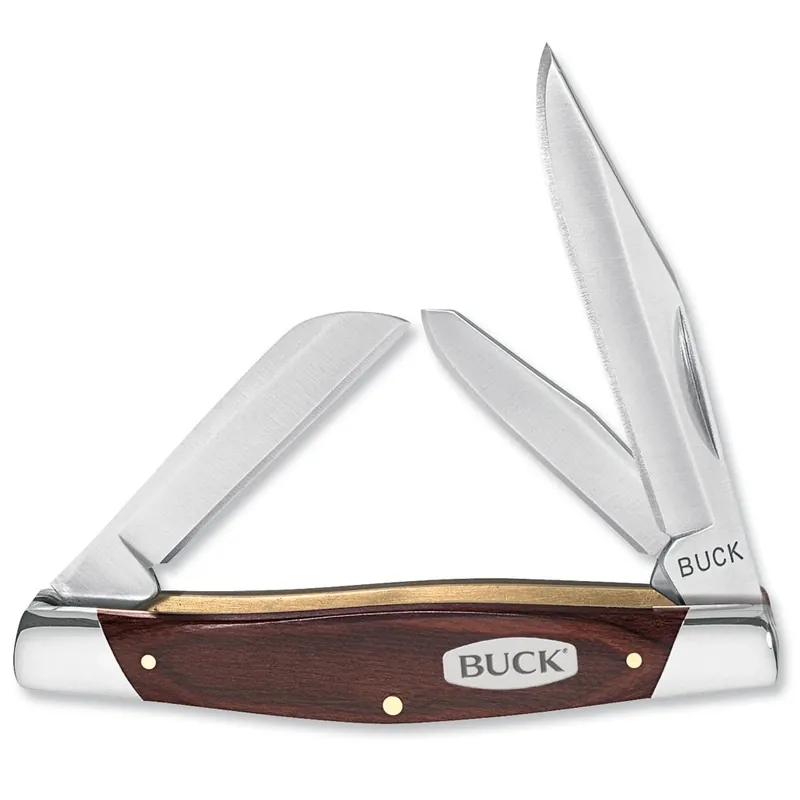 373brs Trio Folding Knife With Wood Grain Handle And Multiple Blades