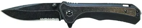Schrade Liner Lock Folding Knife With Partially Serrated Drop Point Blade And G-10 Handle