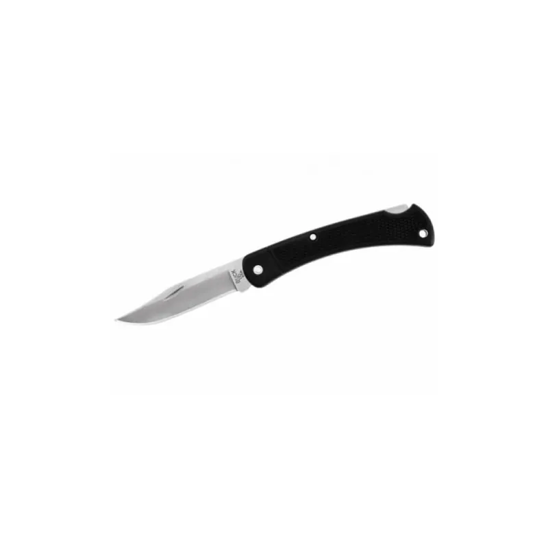 Folding Hunter Lt Knife With Sheath, 3.75" Plain Blade, Black Handles