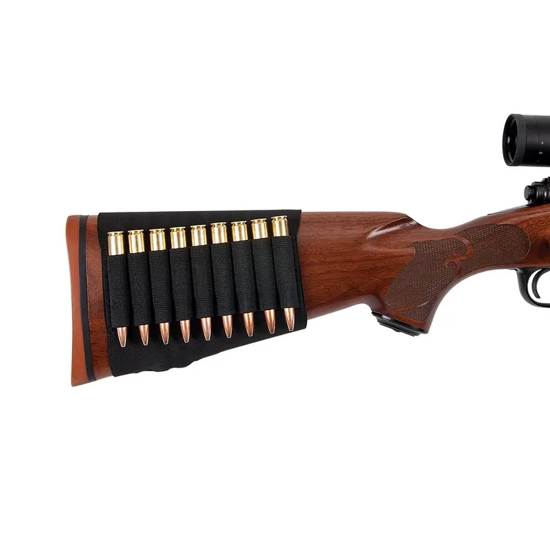 Buttstock Rifle Cartridge Holder, Black, Holds 6