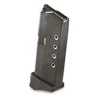 Glock 43 Magazine, 9mm, 6 Rounds, Durable Black Polymer Construction