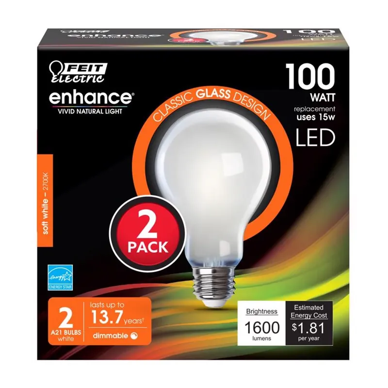 Enhance A19 E26 (medium) Led Bulb Soft White 100 Watt Equivalence 2 Pk