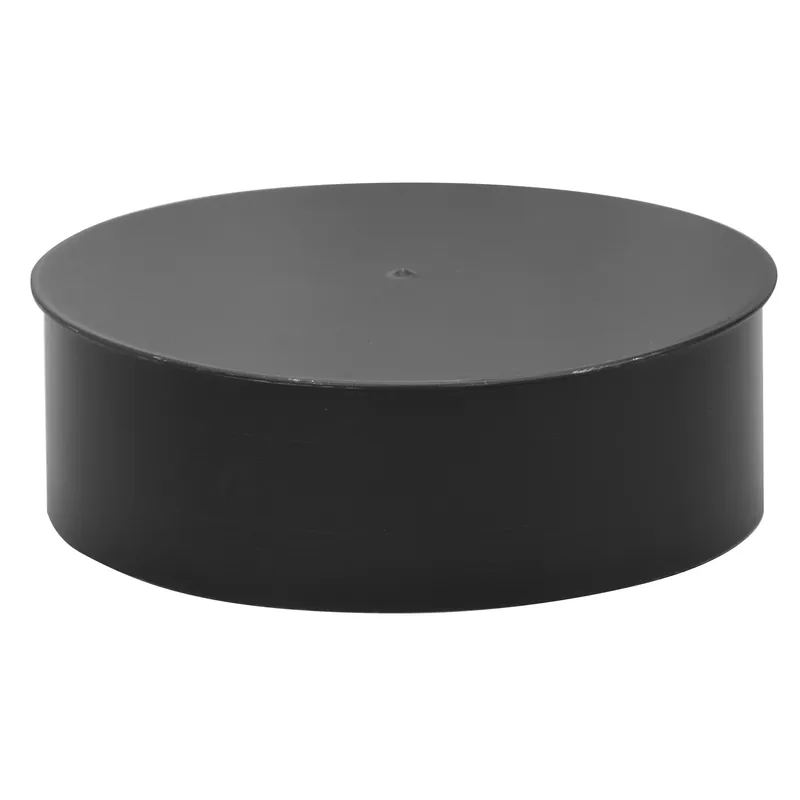 Black Stove Pipe Clean Out Tee Cap, 24 Gauge, 6 In.