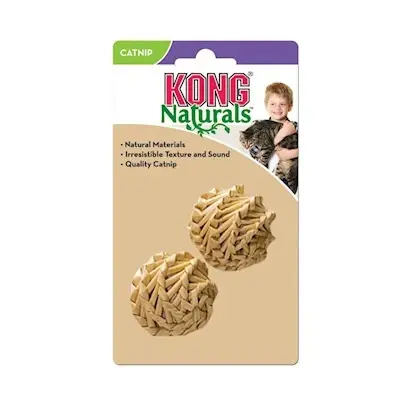 Kong 35585450384 Natural Straw Ball Cat Toy 2pk
