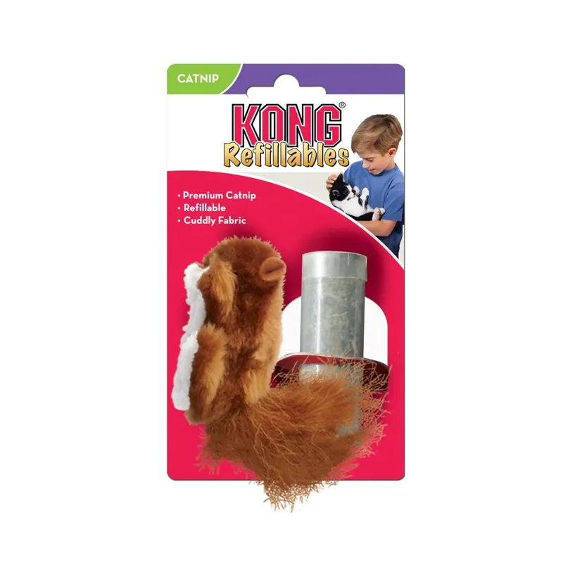 Refillable Plush Catnip Squirrel Toy With Premium Catnip Vial
