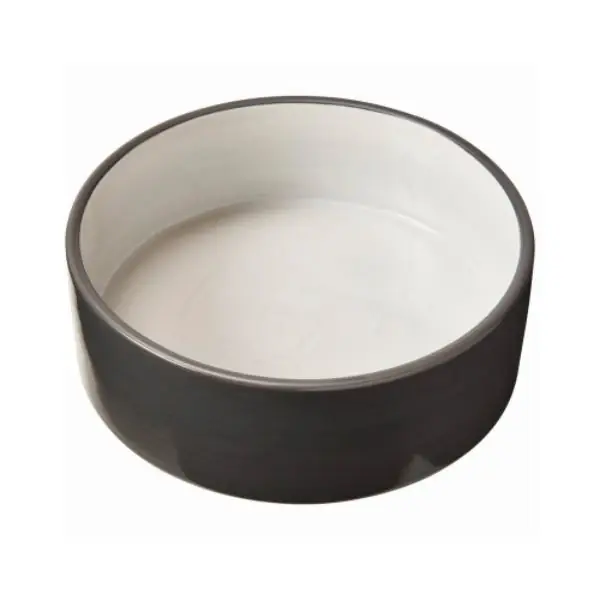 Ceramic Dog Bowl, 2-tone Gray, 7 In.