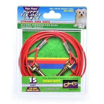 Puppy Tie Out Cable, 15 Feet, 480 Pound Capacity, Orange