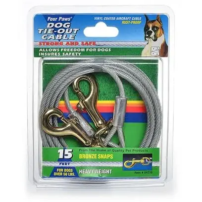 Four Paws Heavy Tie Out Cable, Silver, 15 Feet - Model 84715