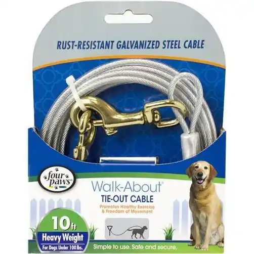 Four Paws Heavy Tie Out Cable, Silver, 10 Feet, 1750 Pound Capacity