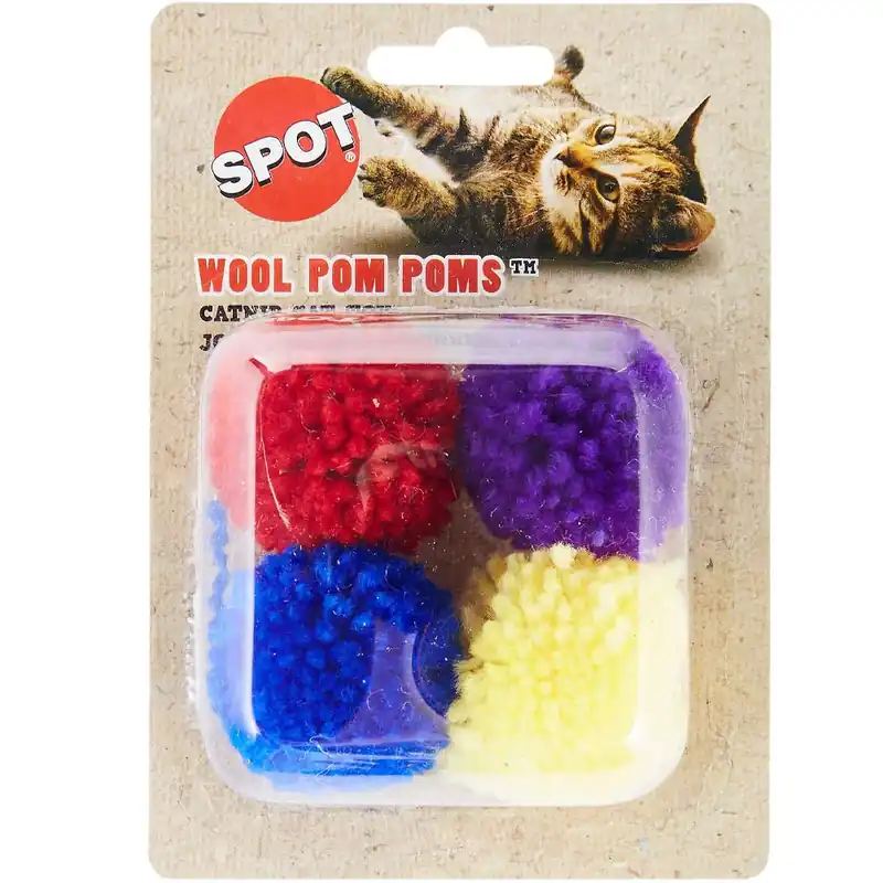 Spotnips Catnip Toy, Wool Pom Poms With Catnip, 4 Each