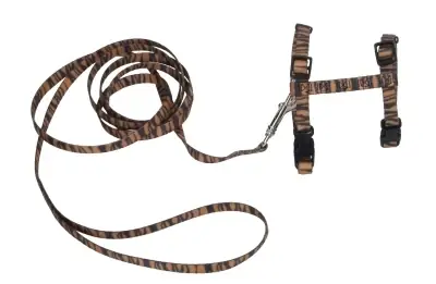 Co63470 Figure H Fashion Cat Adjustable Harness & Leash Combo, Tiger