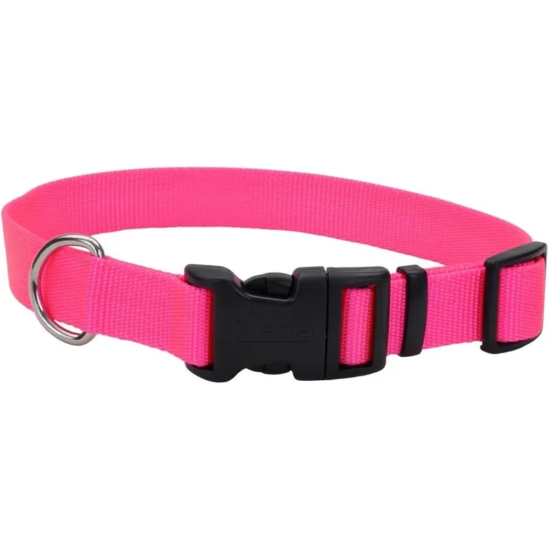 Adjustable Nylon Dog Collar 3/4 In. Neon Pink, Neck Size 14-20 In.