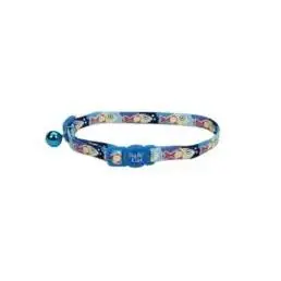 Adjustable Breakaway Cat Collar - Blue Fish, 8-12 In., 3/8 In. Wide