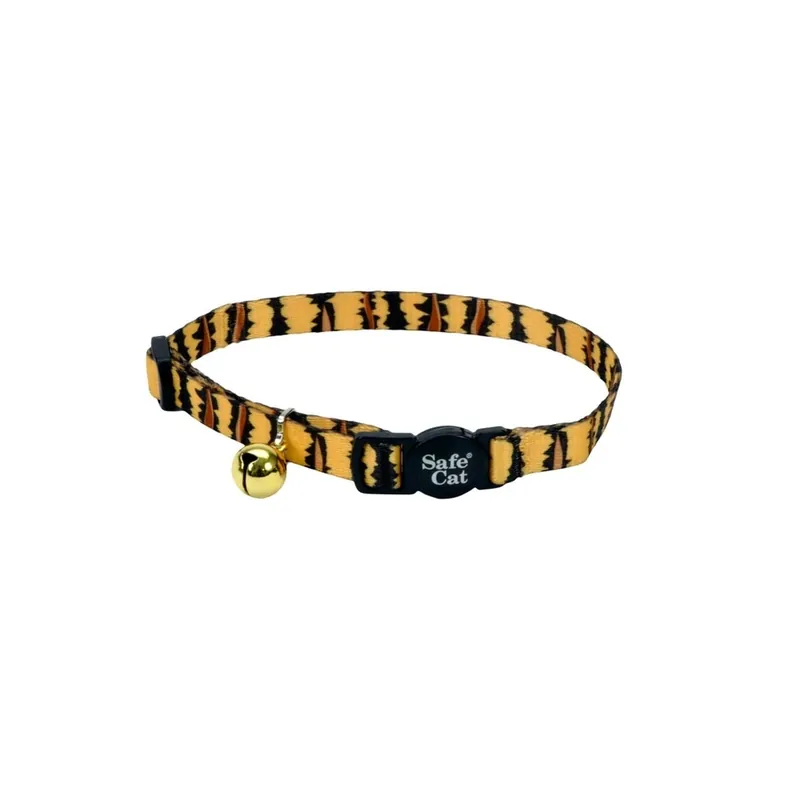Adjustable Breakaway Collar For Cats, Tiger-print, 3/8" 8-12"