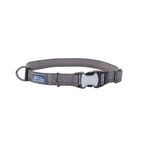 Coastal K9-explorer Brights Reflective Collar Adjustable Mountain Grey 5/8" 8-12"