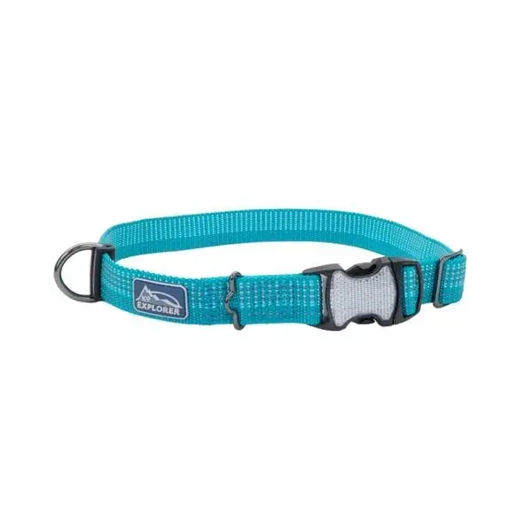 Coastal K9-explorer Reflective Adjustable Collar Ocean Teal 1" 18-26"