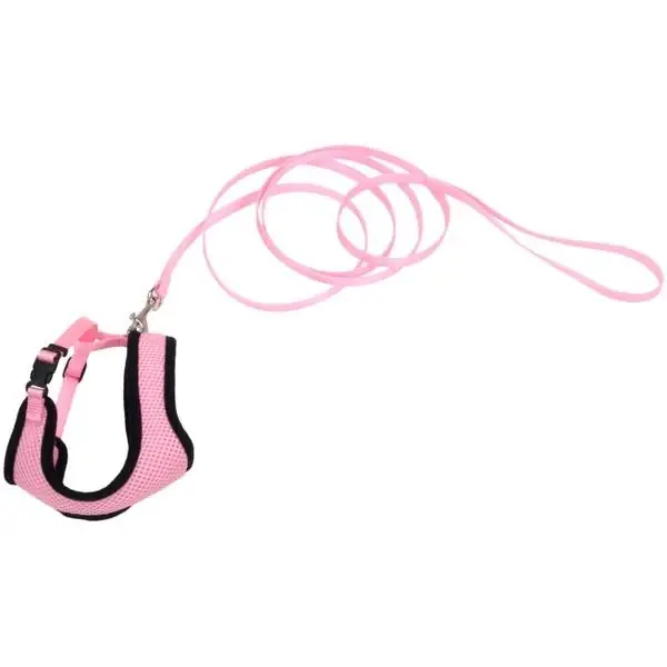 Mesh Cat Harness And Leash Combo In Pink For Comfortable Outdoor Adventures