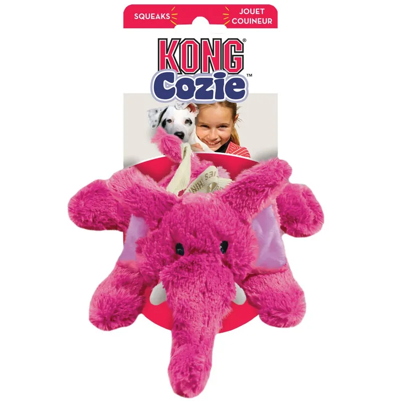 Cozie Elmer Elephant Dog Toy, Medium Size, Plush, Pink