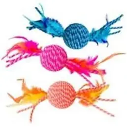 52072 6 Inch Elasteeez Ball And Feathers Cat Toy