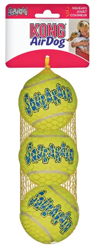 Squeaker For Dog Green Rubber Pet Tennis Balls Medium 3 Pk