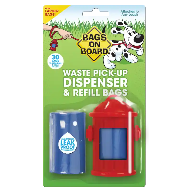 Fire Hydrant Dog Waste Bag Dispenser With 30 Refill Bags