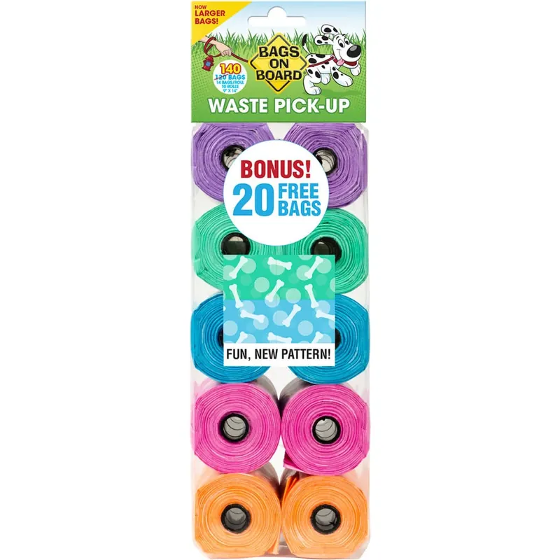 Bags On Board Bone Print Doggie Clean-up Bags, 140 Count ()
