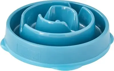 Large Non-skid Plastic Slow Feeder Dog Bowl, 10.5" Diameter, Teal