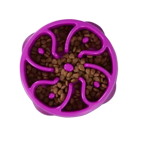 Fun Feeder Slow Bloat Dog Bowl, Small, Purple, 8 X 8 X 2 Inches