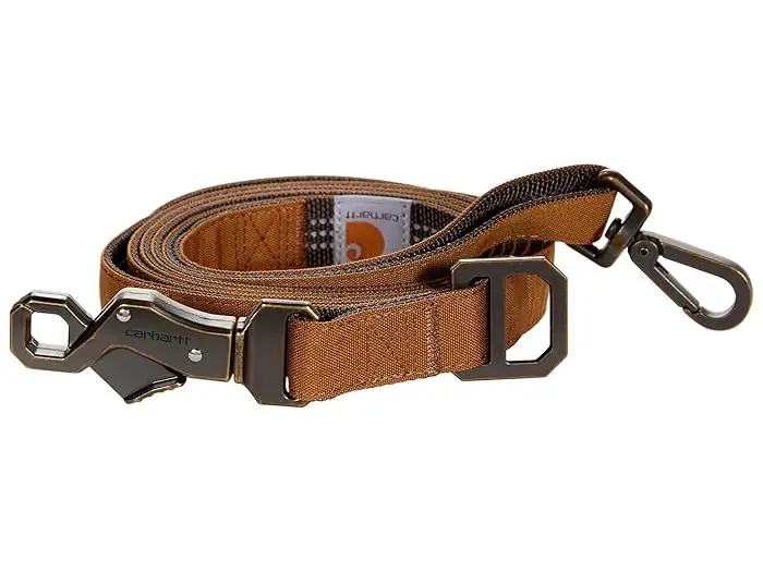Carhartt Large Journeyman Dog Leash - Brown & Dark Brown Nylon Duck