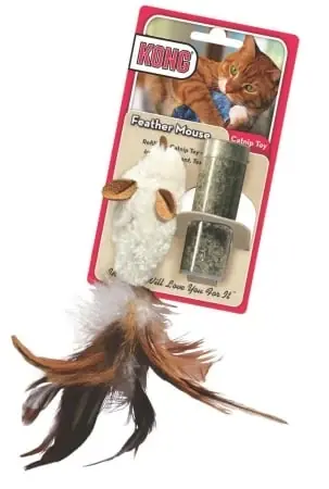 Catnip Feather Mouse Toy For Cats, Small, Off-white/brown, Model Nm42