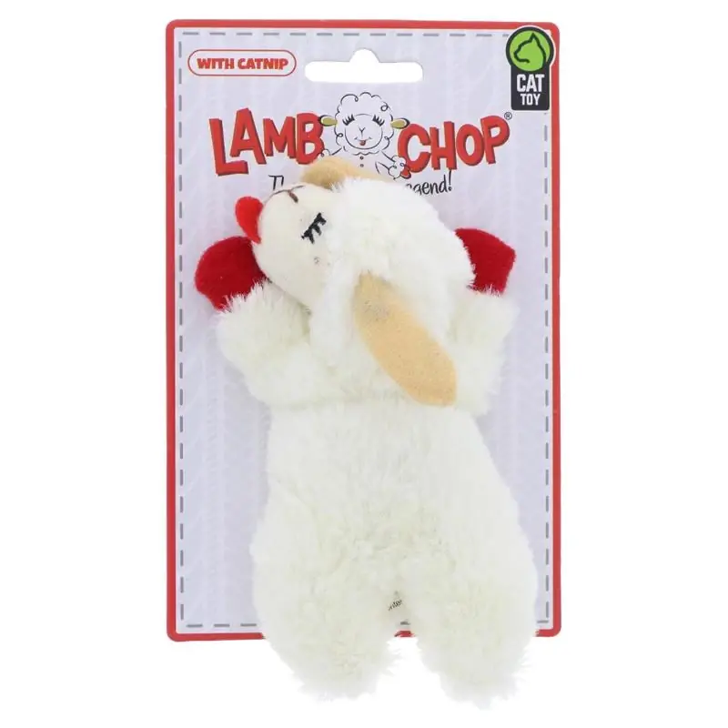 Lamb Chop For Cat White Plush Cat Toy 1 Pk