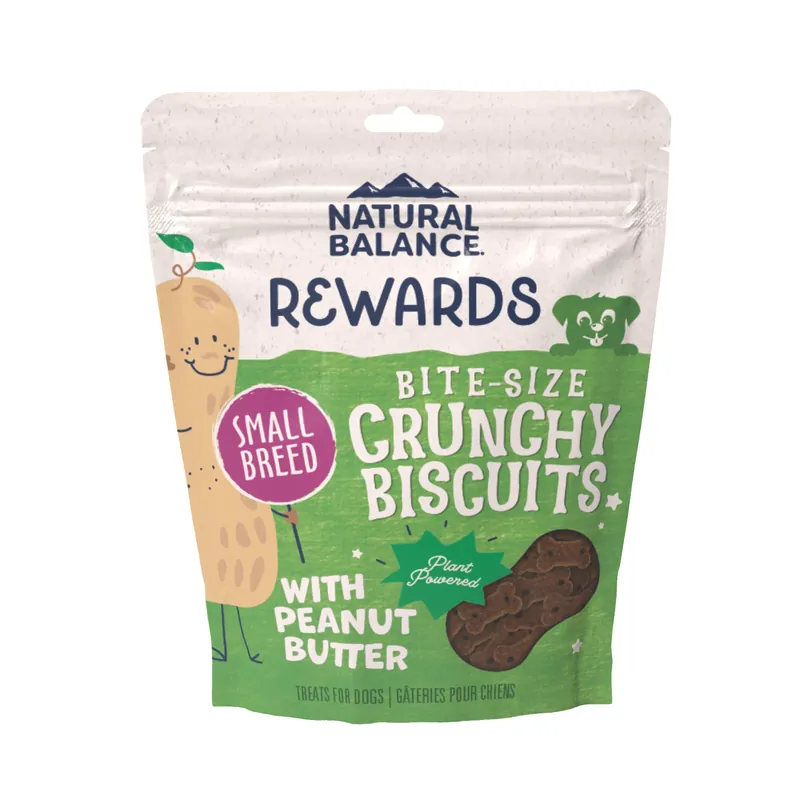 Natural Balance Rewards Crunchy Biscuits Dog Treats For Small Breeds With Peanut Butter, 8 Oz.