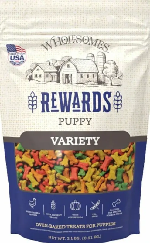 Wholesomes Rewards Puppy Variety Dog Biscuit Treats, 2 Pounds, Grain-free