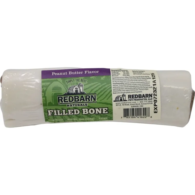 Redbarn Naturals Peanut Butter Filled Bone Dog Treats, 8 Oz.
