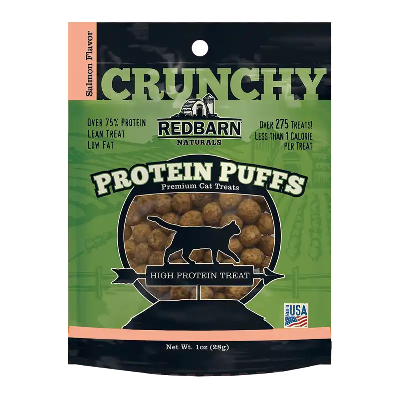 Protein Puffs Salmon Flavor Crunchy Cat Treats 1 Oz - Redbarn Pet Products