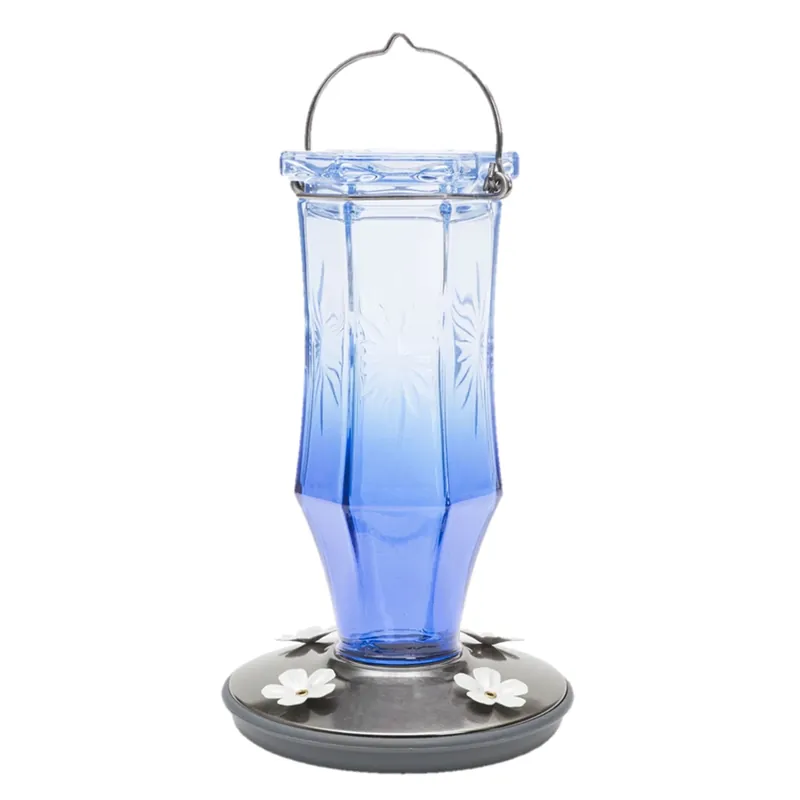 Vintage Hummingbird Feeder, Sapphire Starburst, Glass, 16 Oz.