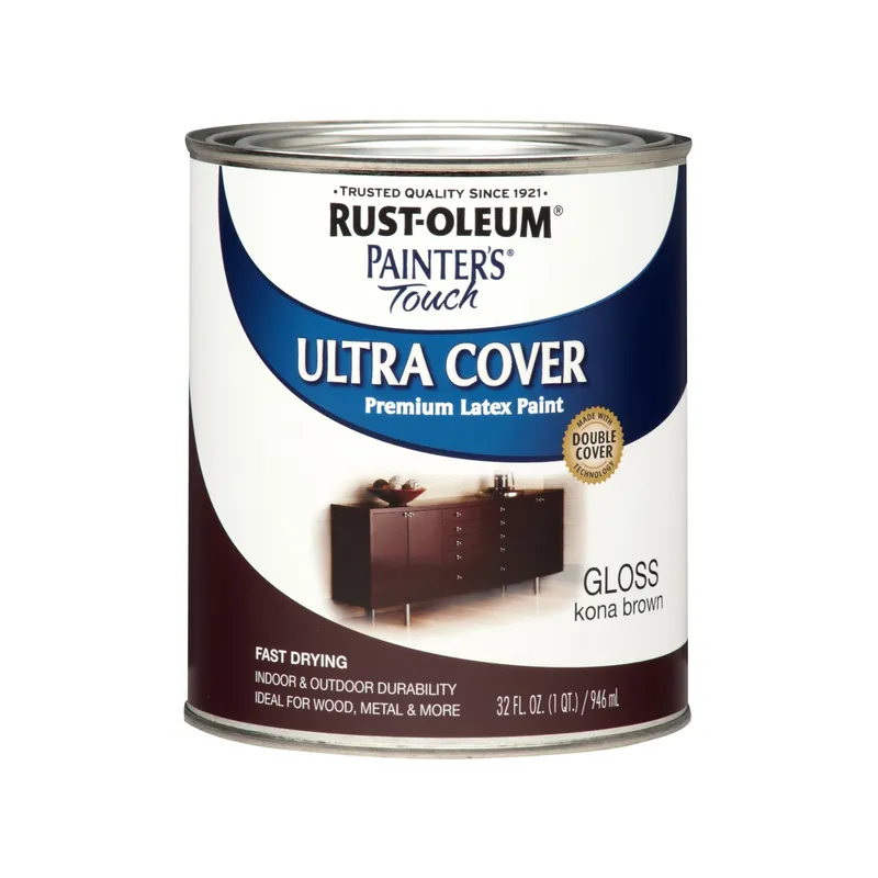 Painter‘s Touch Ultra Cover Latex Paint, Kona Brown Gloss, 1-qt.