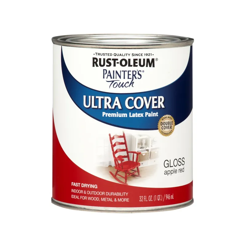 Painter‘s Touch Ultra Cover Latex Paint, Apple Red Gloss, 1-qt.