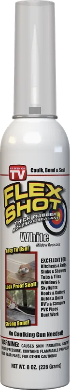 Flex Shot Caulking Rubber Sealant, White, 8-oz.