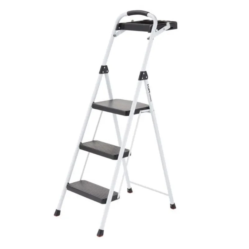 4.3 ft Foldable Steel Step Ladder – 225 lb Capacity, 3‑step Work Platform