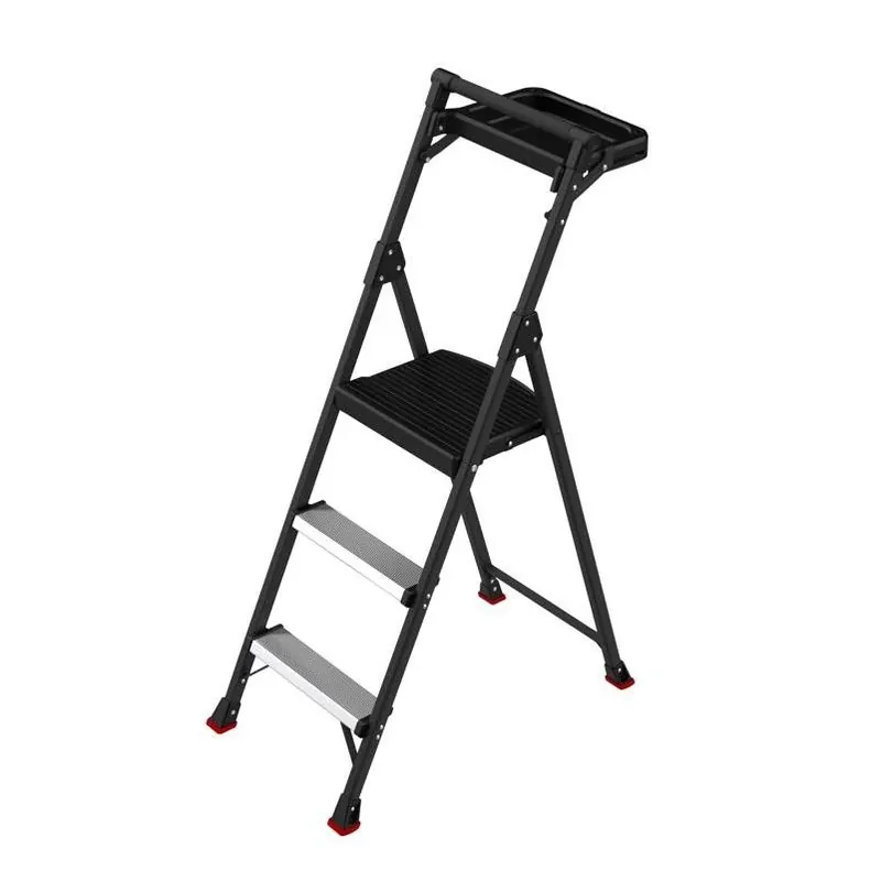 Foldable 4.19‑ft Steel Step Ladder – 300 lb Capacity With Work Tray