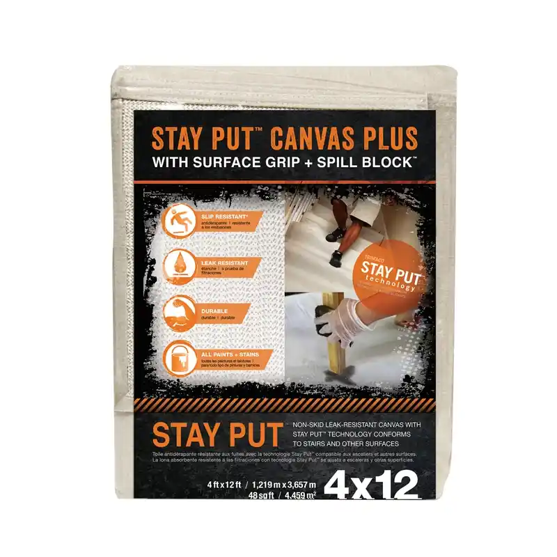 Stay Put 4 Ft. W X 12 Ft. L Canvas Drop Cloth 1 Pk
