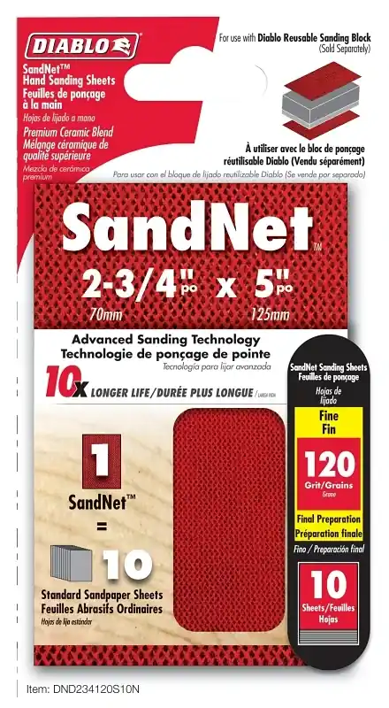Sandnet 5 In. L X 2-3/4 In. W 120 Grit Medium Block Hand Sanding Pad