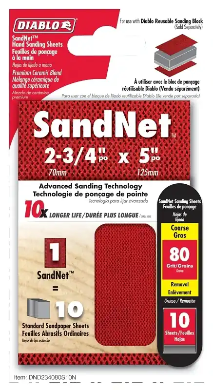 Sandnet 5 In. L X 2-3/4 In. W 80 Grit Coarse Block Hand Sanding Pad