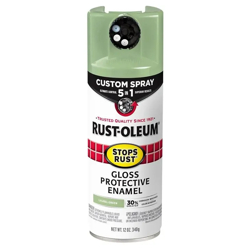 Stops Rust Custom Spray 5-in-1 Spray Paint, Gloss Laurel Green, 12 Oz.