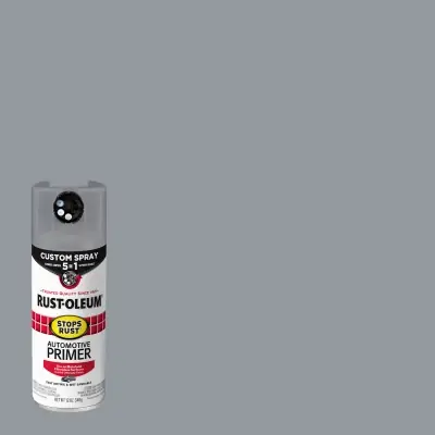 Stops Rust Custom Spray 5-in-1 Automotive Primer Aerosol, Flat Light Gray, 12 Oz.