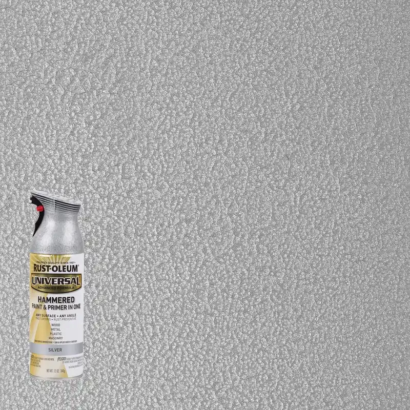 Universal Paint & Primer Hammered Spray Paint, Silver, 12-oz