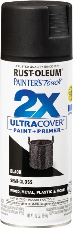 Painter‘s Touch 2x Spray Paint, Semi-gloss Black, 12-oz.