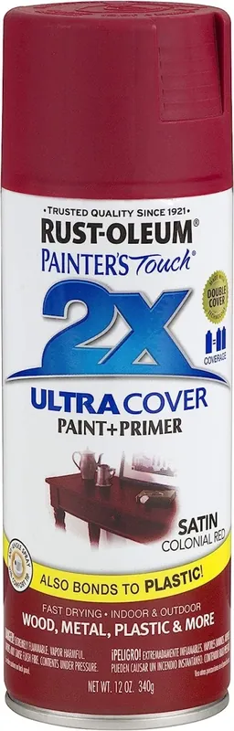 Painter‘s Touch 2x Spray Paint, Satin Colonial Red, 12-oz.